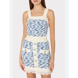 Milly Blue and Cream Tweed Mini Dress